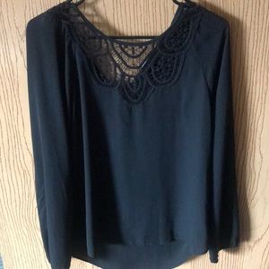 Black lace top blouse
